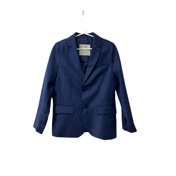 Zara Kids Boys Navy Pinstriped Wool Tailored Blazer Jacket Size 8